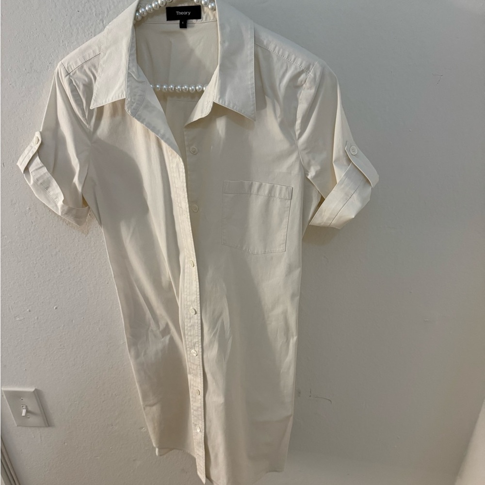Theory off white short ( safari ) sleeve style dress